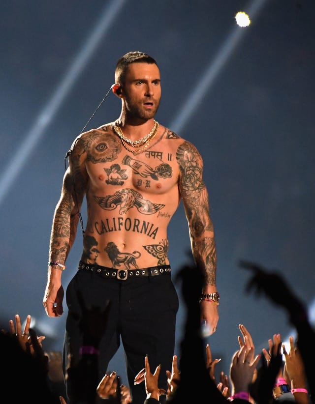 Adam Levine shirtless Super Bowl halftime show
