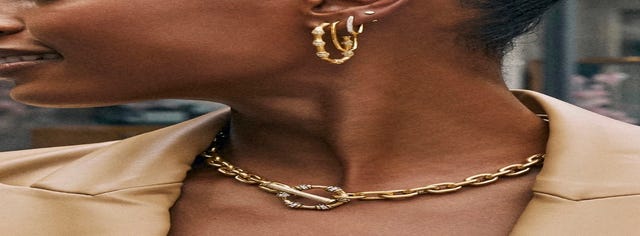 Kendra Scott Maura Vintage Gold Chain Necklace in White Crystal