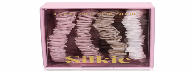 Silkie 100% Pure Mulberry Silk Skinny Scrunchies (Set of 4)