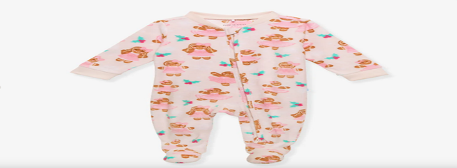 Posh Peanut Holiday Pink One Piece Baby Footie Pajamas